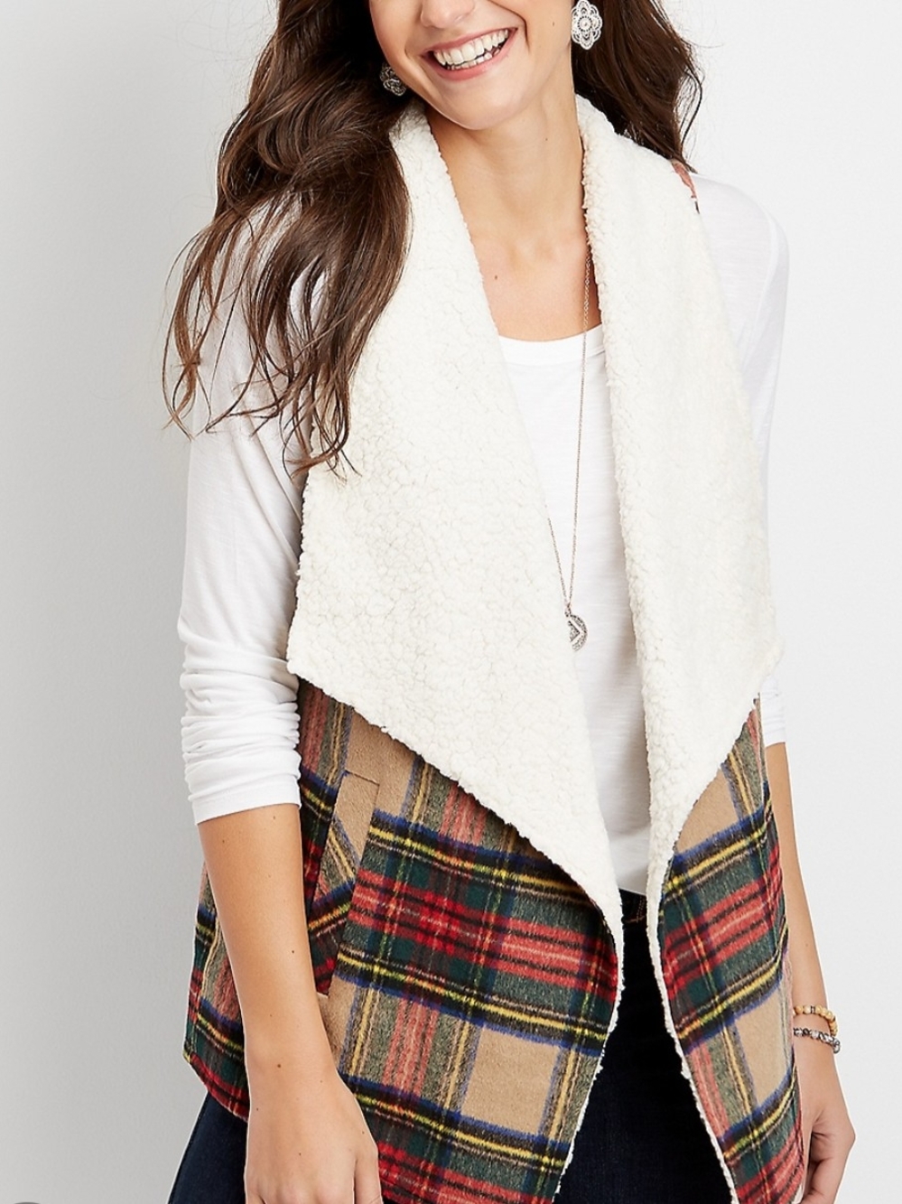 Maurices Cozy Plaid Sherpa-Lined Vest, SZ XXL, EUC